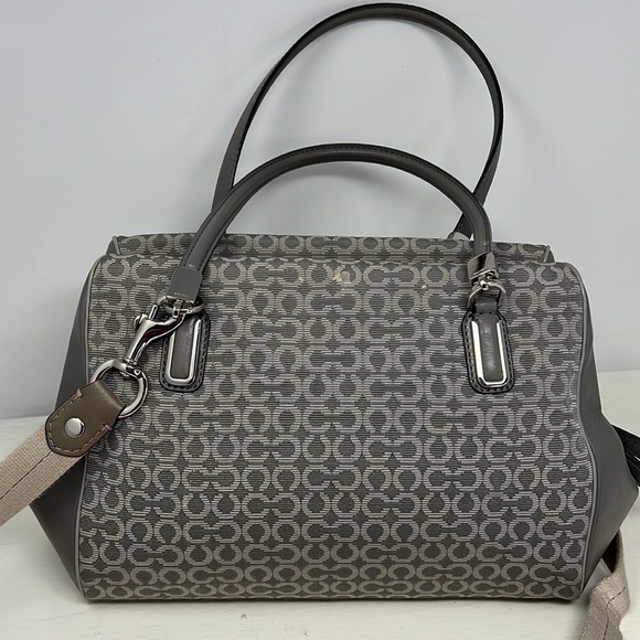 Coach Madeline Madison 25215 Gray Jacquard Leather Satchel Shoulder Crossbody - Picture 4 of 16